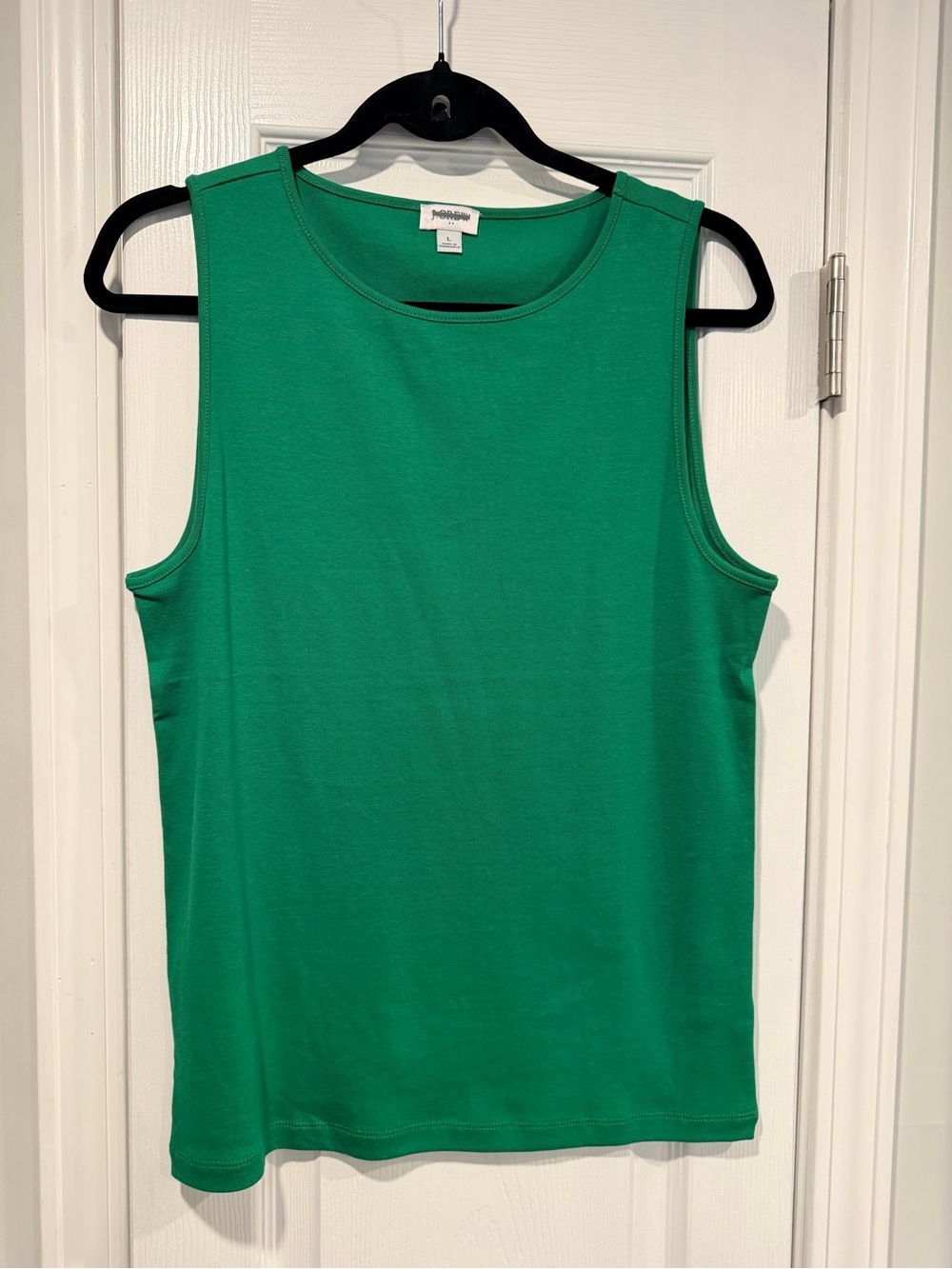 NWOT J. Crew Size L Mid Weight Boat Neck Kelly Green Knit Cotton Tank Top